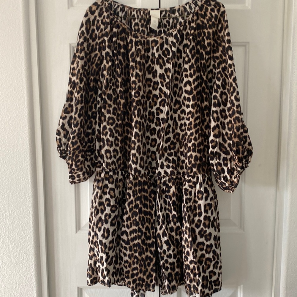 Leopard print flowy mini dress by H&M, medium